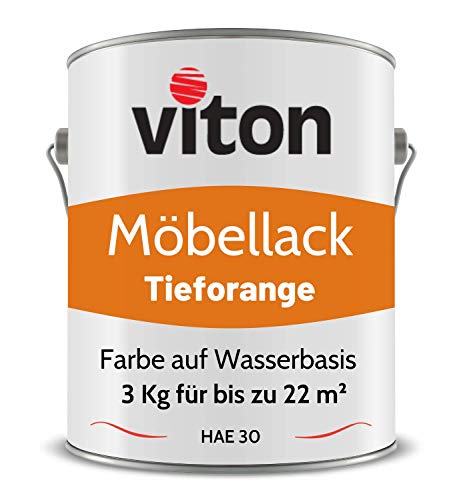 Viton Möbellack - 3 Kg - Seidenmatt Orange - Möbelfarbe auf Wasserbasis - RAL 2011 Tieforange von Viton