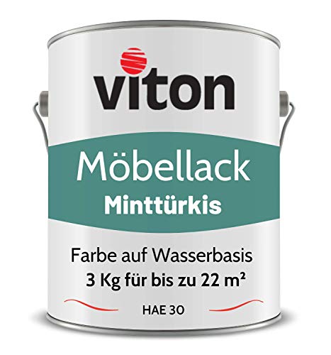 Viton Möbellack - 3 Kg - Seidenmatt Türkis - Möbelfarbe auf Wasserbasis - RAL 6033 Minttürkis von Viton