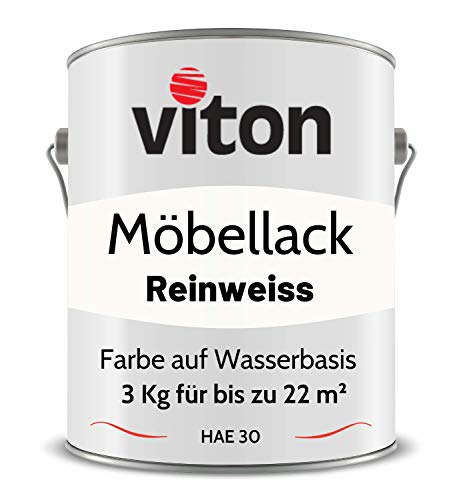 Viton Möbellack - 3 Kg - Seidenmatt Weiss - Möbelfarbe auf Wasserbasis - RAL 9010 Reinweiss von Viton