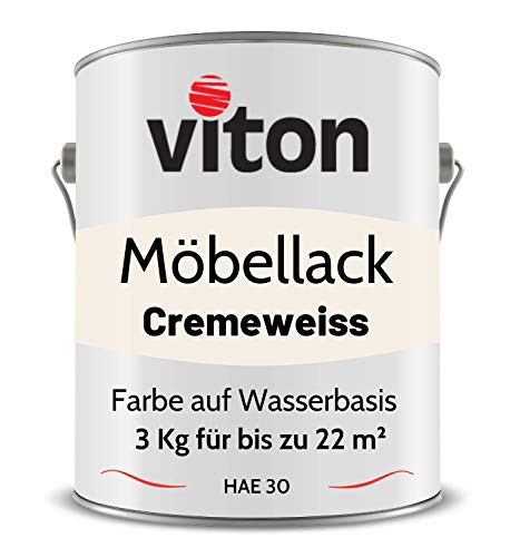 Viton Möbellack - 3 Kg - Seidenmatt Weiss - Möbelfarbe auf Wasserbasis - RAL 9001 Cremeweiss von Viton