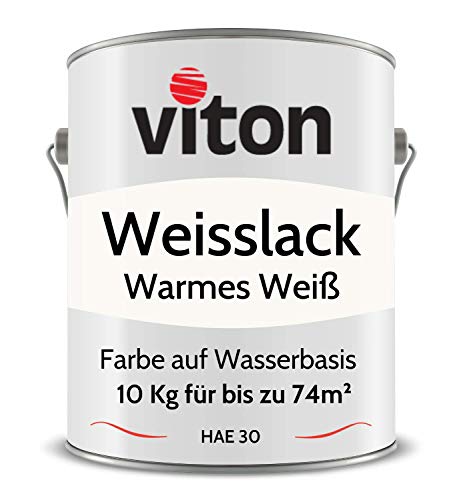 Viton Weisslack - 10 Kg - RAL 9010 Reinweiss (Warmes Weiss) - Seidenmatt - 3in1 Premium Lack - Hohe Beständigkeit & Deckkraft - Alle Oberflächen - HAE 30 von Viton