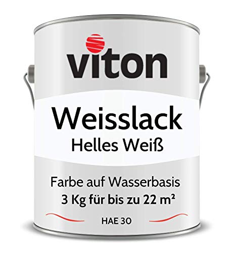 Viton Weisslack - 3 Kg - RAL 9016 Verkehrsweiss (Helles Weiss) - 3in1 Premium Lack - Seidenmatt - Hohe Beständigkeit & Deckkraft - Alle Oberflächen - HAE 30 von Viton