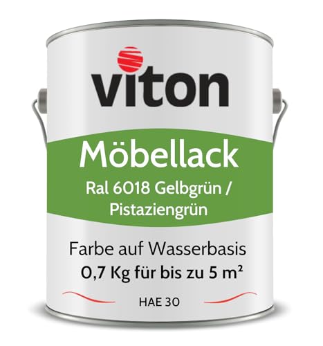 Viton Möbellack - 0,7 Kg - Seidenmatt Pistaziengrün - Möbelfarbe auf Wasserbasis - HAE 30 - Gelbgrün RAL 6018 von Viton