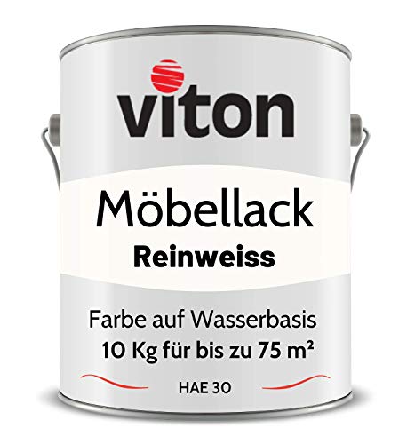 Viton Möbellack - 10 Kg - Seidenmatt Weiss - Möbelfarbe auf Wasserbasis - RAL 9010 Reinweiss von Viton