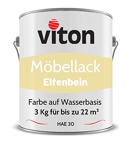 Viton Möbellack - 3 Kg - Seidenmatt Beige - Möbelfarbe auf Wasserbasis - RAL 1015 Hellelfenbein von Viton