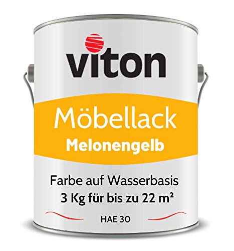 Viton Möbellack - 3 Kg - Seidenmatt Gelb - Möbelfarbe auf Wasserbasis - RAL 1028 Melonengelb von Viton