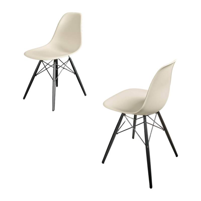 2er-Set Eames Plastik Side Chair DSW Sitzschale Kunststoff Kieselstein Gestell A... von Vitra
