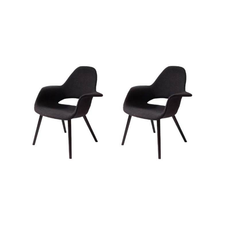2er Set Stuhl Organic Chair Bezug Stoff Cosy Schwarz Gestell Esche Schwarz Mit F... von Vitra