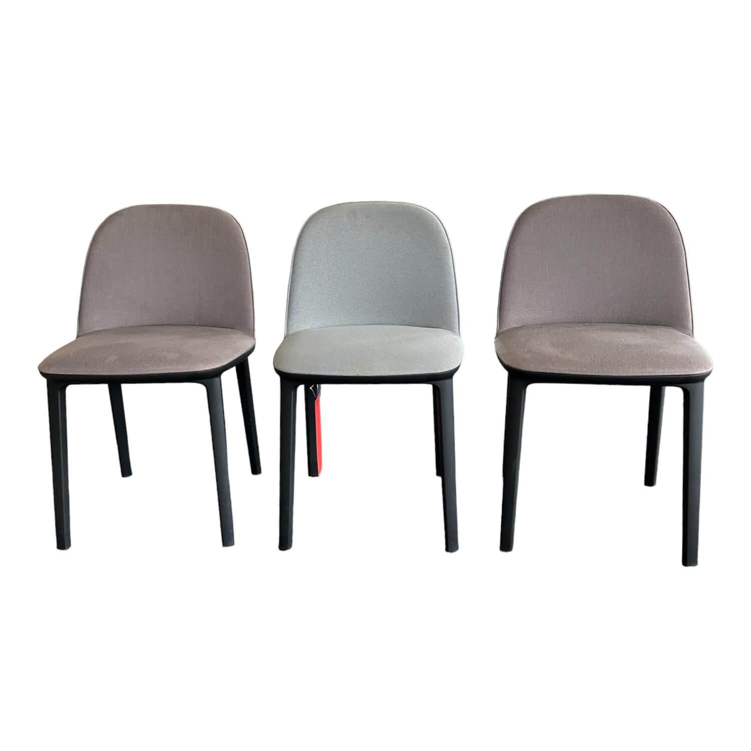 3er Set Stuhl Softshell Chair Bezug Stoff Stoo Linho Trüffel und Mello Zement Gr... von Vitra