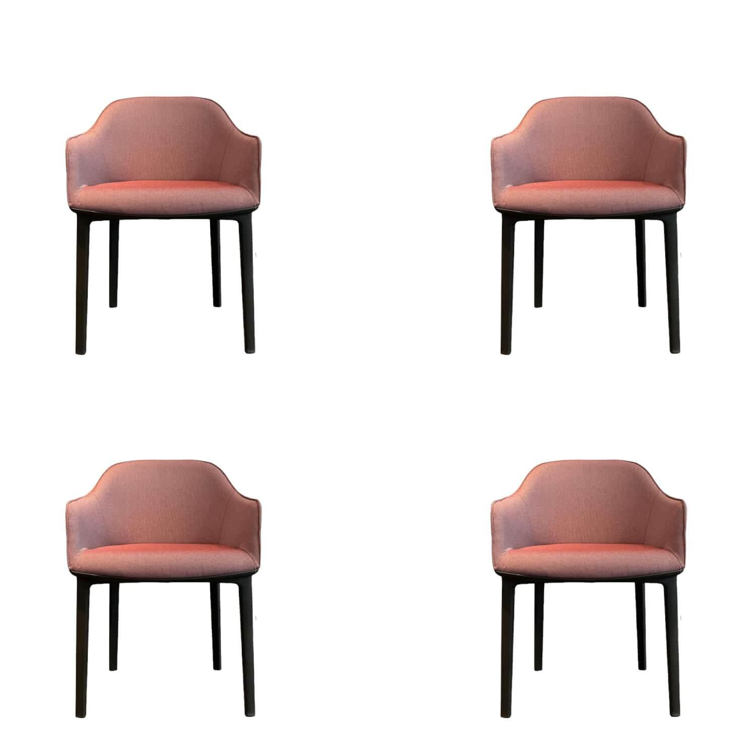 4er Set Stuhl Softshell Chair Bezug Stoff Plano 16 Dunkelrot Vierbein Gestell Ba... von Vitra