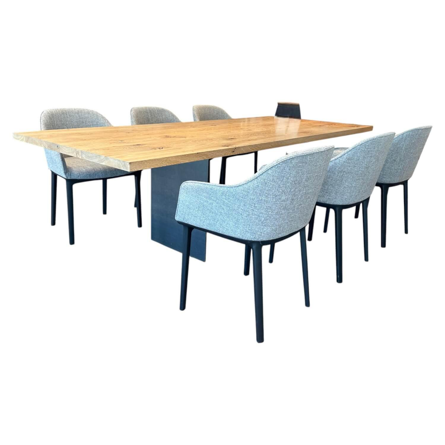 6er-Set Armlehnstuhl Softshell Stoff Savana 06 Siragrey Melange Grau Gestell Bas... von Vitra