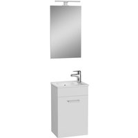 Mia Waschbeckenunterschrank 39x61x28 cm für Badezimmer mit Spiegel, Waschbecken und LED-Beleuchtung, Weiß glänzend (MIASET40B) - Vitra von Vitra