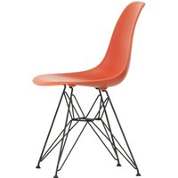 Vitra - Eames Plastic Side Chair DSR RE, basic dark / poppy red (Kunststoffgleiter basic dark) von Vitra