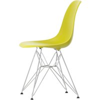 Vitra - Eames Plastic Side Chair DSR RE, verchromt / senf (Kunststoffgleiter basic dark) von Vitra