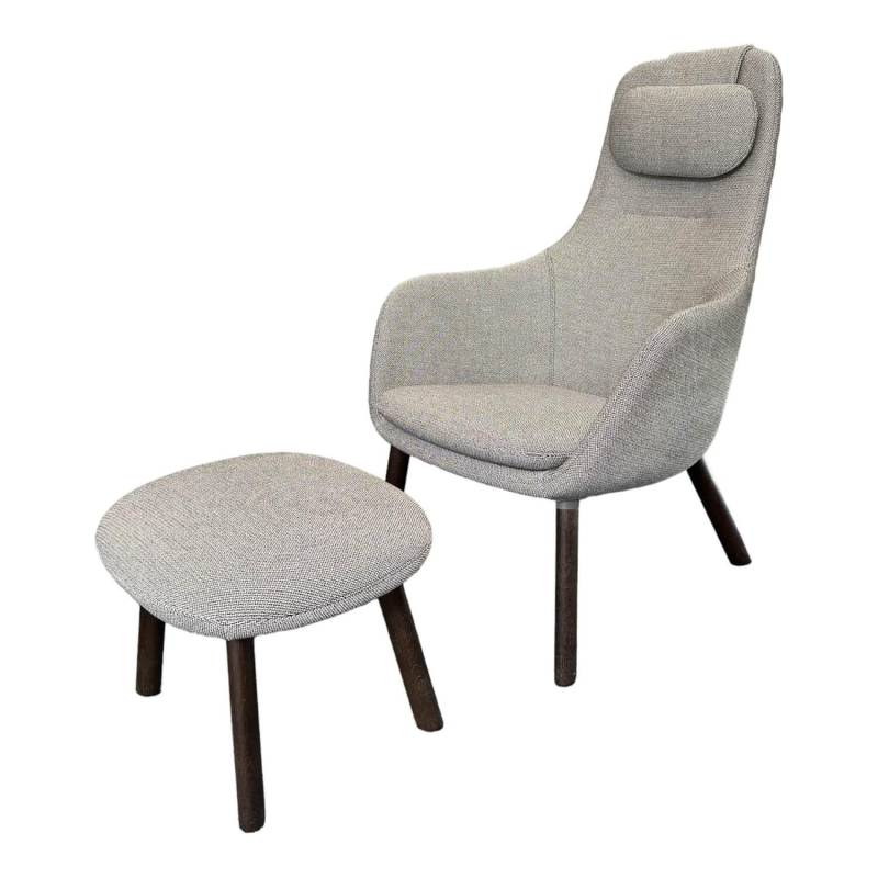 Sessel Lounge Chair HAL Stoff Credo 120 Salt&#039;n Pepper Schwarz Weiß Untergestell ... von Vitra