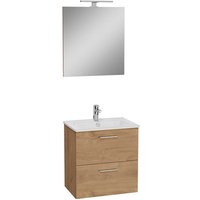 Mia Badezimmermöbel 59x61x39,5 cm mit Spiegel, Waschbecken und LED-Beleuchtung, Eiche (MIASET60D) - Vitra von Vitra