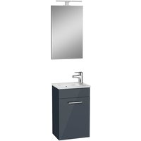 Mia Waschbeckenunterschrank 39x61x28 cm für Badezimmer mit Spiegel, Waschbecken und LED-Beleuchtung, Anthrazit glänzend (MIASET4 - Vitra von Vitra