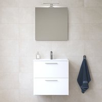 Vitra - Mia Waschtisch 59x61x39,5cm für Badezimmer mit Spiegel, Waschbecken und LED-Beleuchtung, Weiß glänzend (MIASET60B) von Vitra