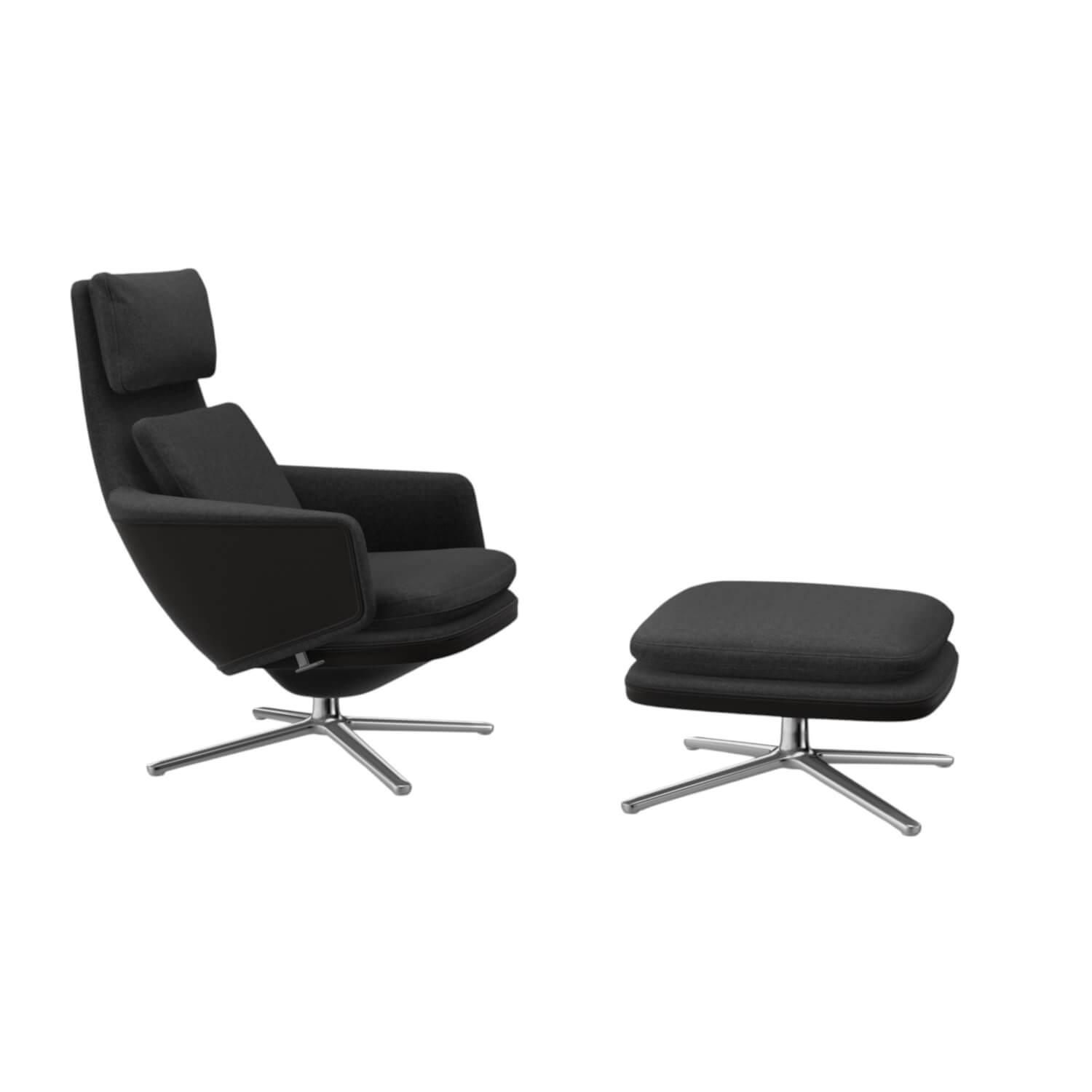Sessel Grand Relax Leder Forte Nero Schwarz Bezug Stoff Cosy 10 Classic Grey mit... Sessel Grand Relax Leder Forte Nero Schwarz Bezug Stoff Cosy 10 Classic Grey mit... von Vitra