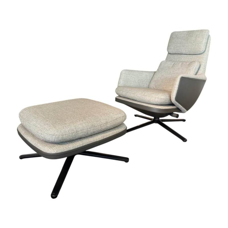 Sessel Grand Relax Schale Leder Forte Decor Umbra Grau Innen Stoff Corsaro Bambu... von Vitra