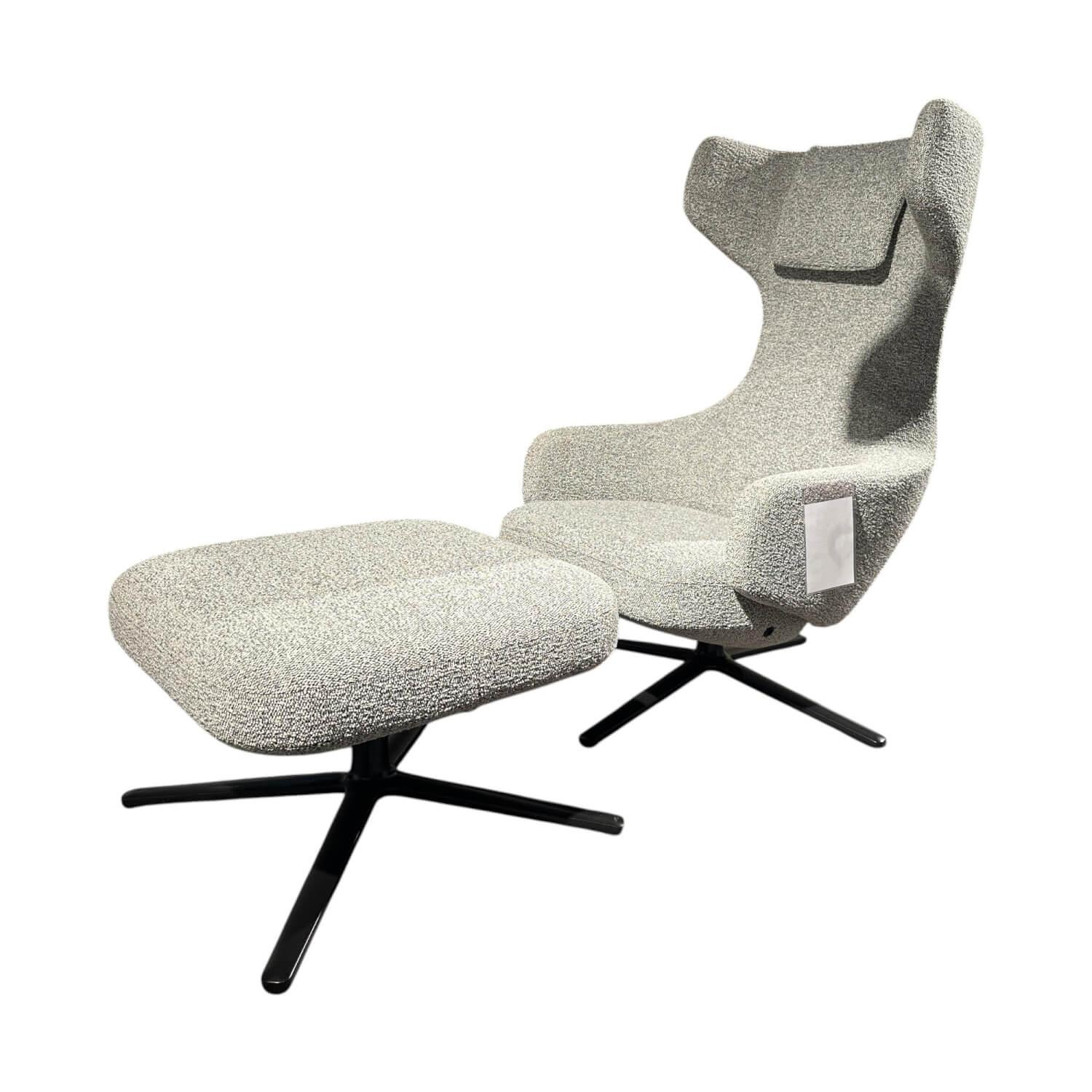 Sessel Grand Repos Stoff Nubia Creme Dunkelbraun Grau Gestell Basic Dark Schwarz... von Vitra
