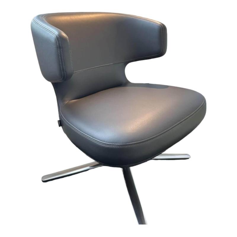 Sessel Petit Repos Leder Premium Asphalt 67 Anthrazit Untergestell Aluminium Pol... von Vitra