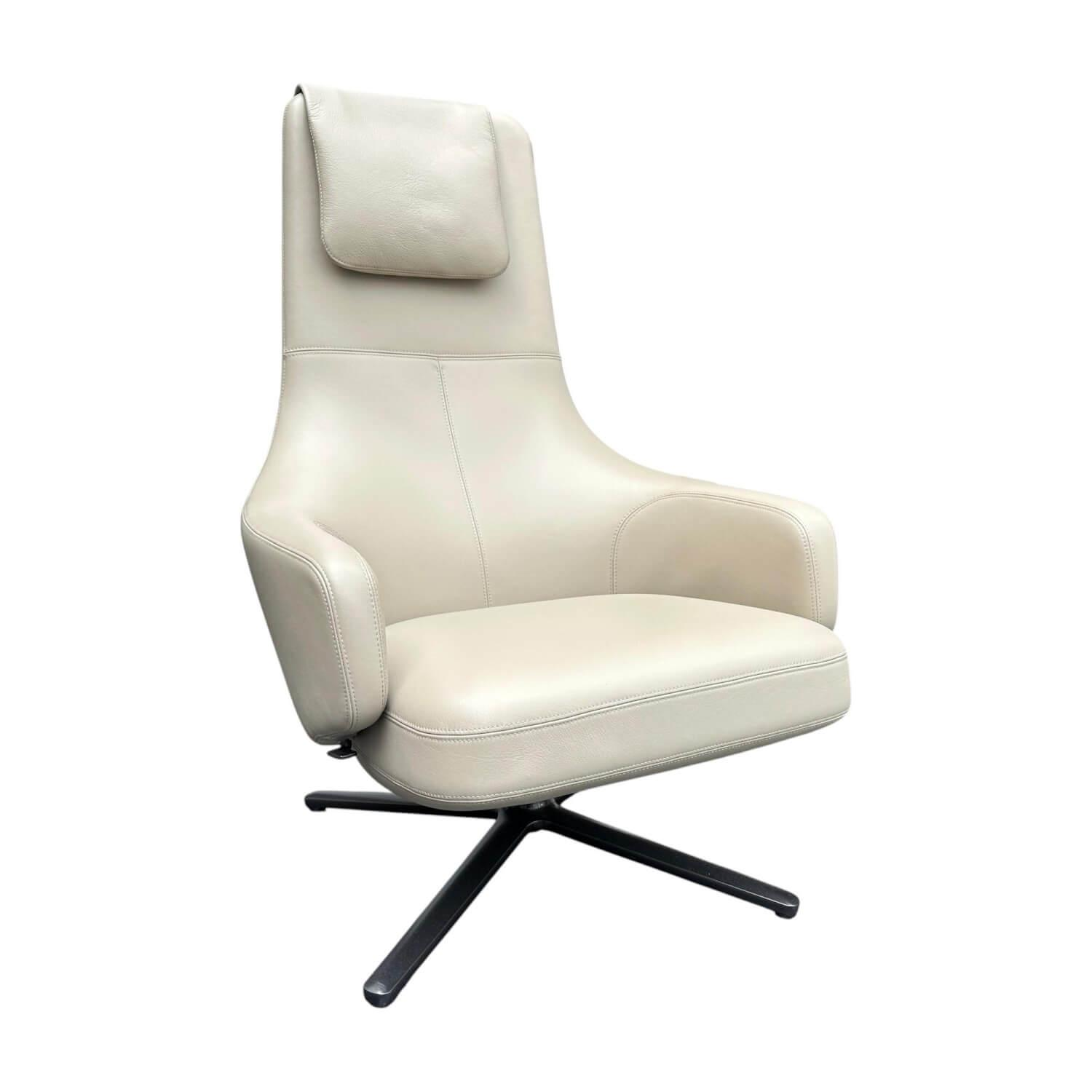 Sessel Repos Leder L50 Premium F Sand Beige Gestell Basic Dark Schwarz von Vitra