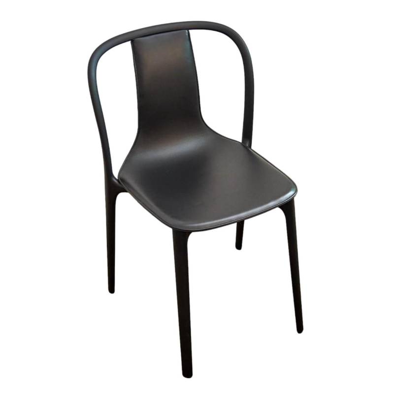 Stuhl Belleville Textil Leder Premium Schwarz Gestell Polyamid Spritzguss Tiefsc... von Vitra
