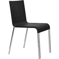 Vitra - .03 Stuhl stapelbar, pulverbeschichtet silber glatt / basic dark (Kunststoffgleiter) von Vitra