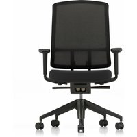 Vitra - AM Chair, Rücken schwarz, Sitz F30 Plano nero, Fünfstern-Untergestell Kunststoff schwarz, mit 2D Armlehnen, Rollen für Teppichboden von Vitra