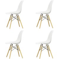 Vitra - Eames Plastic Side Chair DSW, Ahorn gelblich / weiß (Filzgleiter weiß) (4er-Set) von Vitra