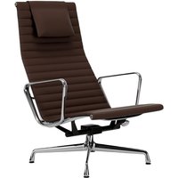 Vitra - Aluminium Chair EA 124 - Gestell verchromt - Filzgleiter Hartboden - Leder 69 kastanie von Vitra