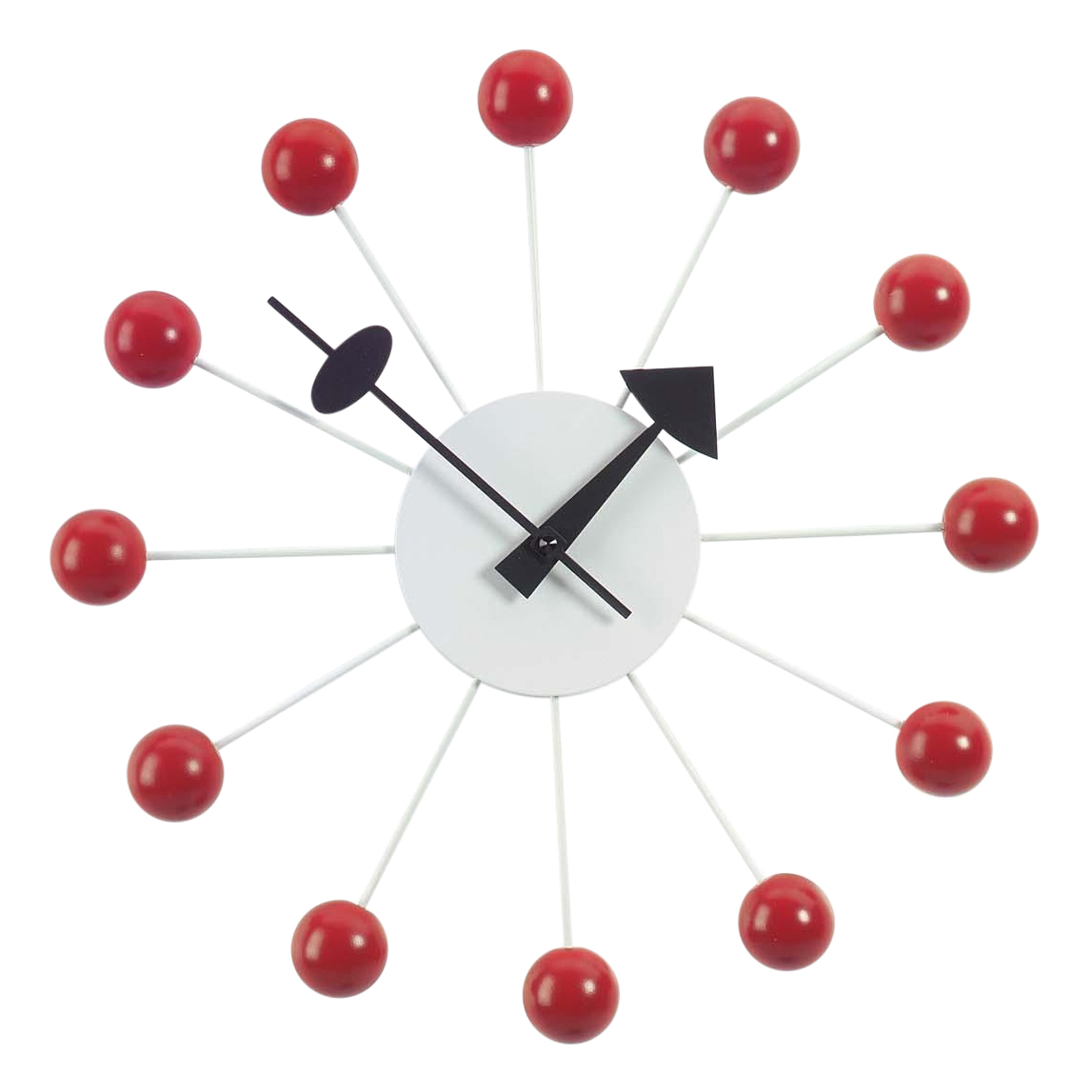 Vitra - Ball Clock Wanduhr - rot/Zeiger schwarz/Ø33cm von Vitra