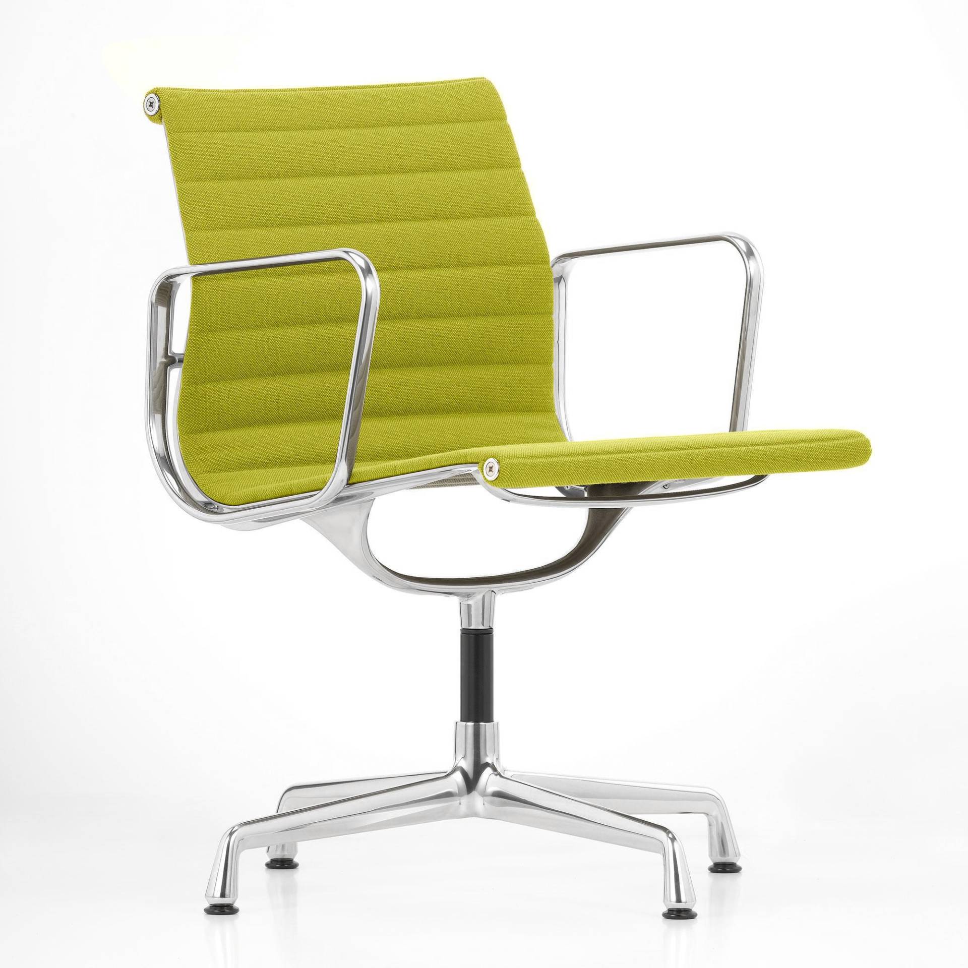 Vitra - EA 104 Aluminium Chair Armlehnstuhl - gelb/lindgrün/Sitzfläche Stoff Hopsak 71/Gestell aluminium poliert/BxHxT 56x84,5x52,2cm von Vitra