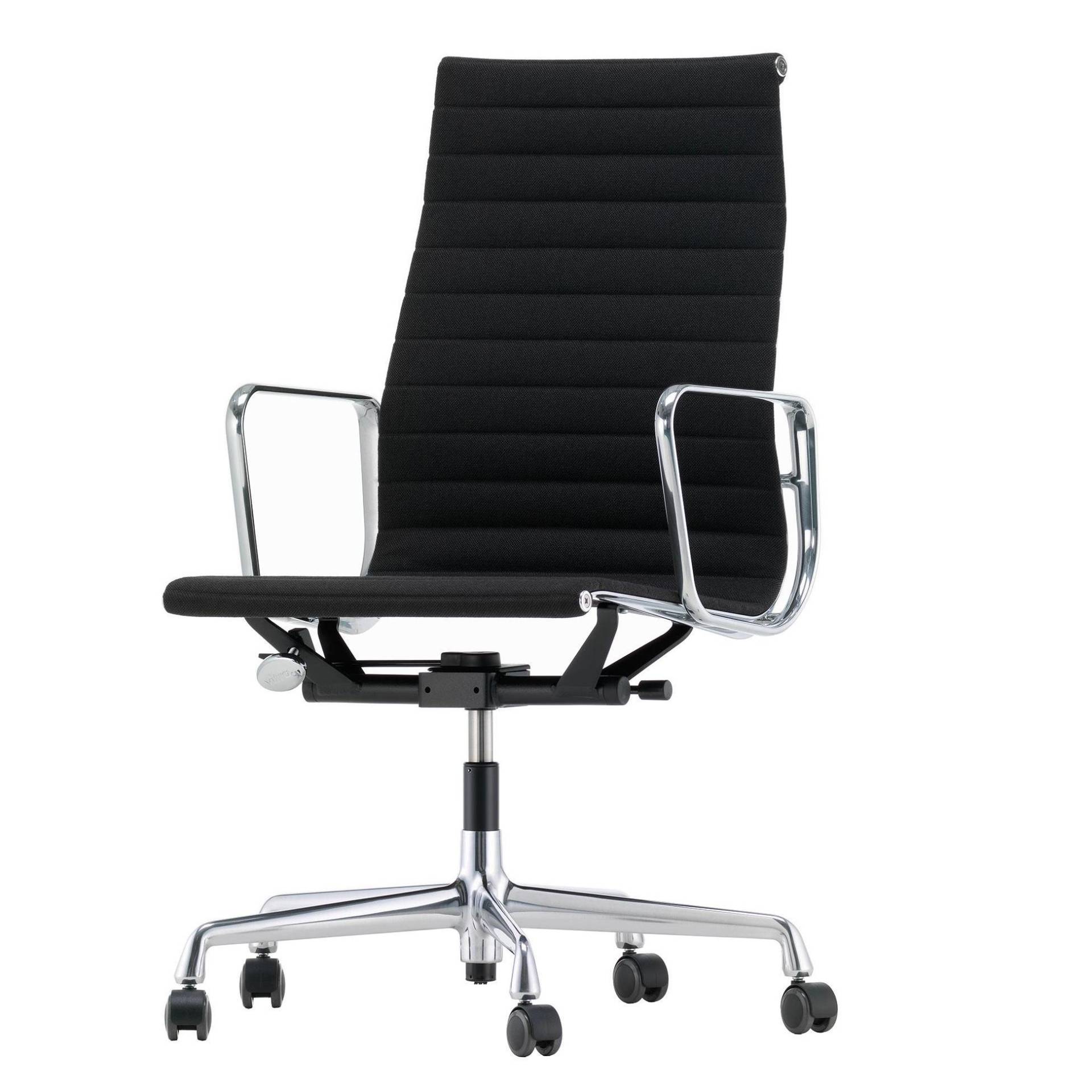 Vitra - EA 119 Alu Chair Bürostuhl Stoff Gestell poliert - Stoff nero schwarz Hopsak 66/Sitzfläche Hopsak 66 nero/BxHxT 58x113,5x58,5cm/Gestell Alu po von Vitra