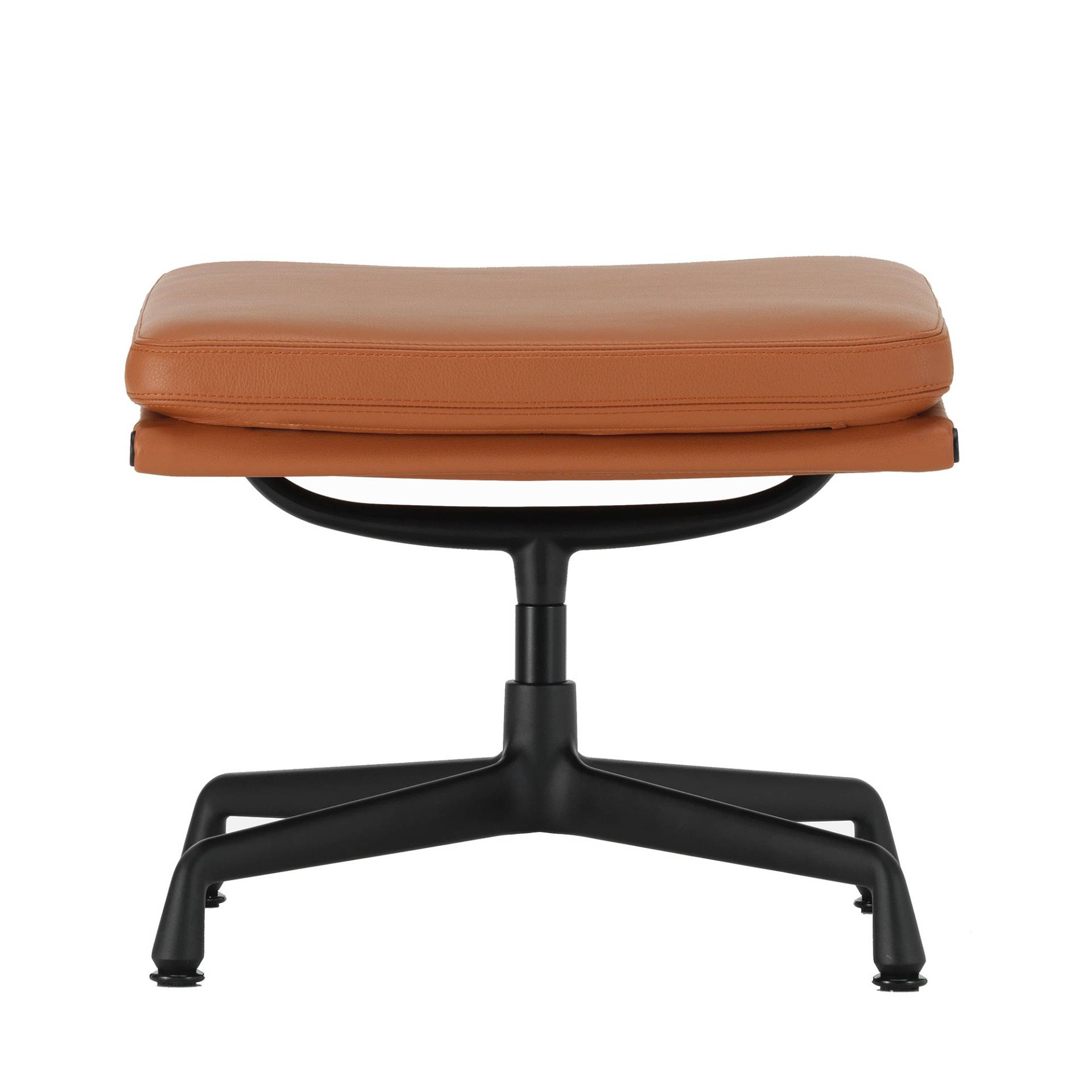 Vitra - EA 223 Soft Pad Aluminium Chair Ottoman - cognac/Leder Premium F/Gestell Aluminium deep black pulverbeschichtet/BxHxT 56x42,5x58cm von Vitra
