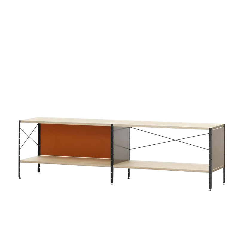 Vitra - ESU 1OH Regal 179.5x50.5x42cm - orange/grau/braun/Gestell schwarz/2 Fächer davon 1 mit Blende von Vitra