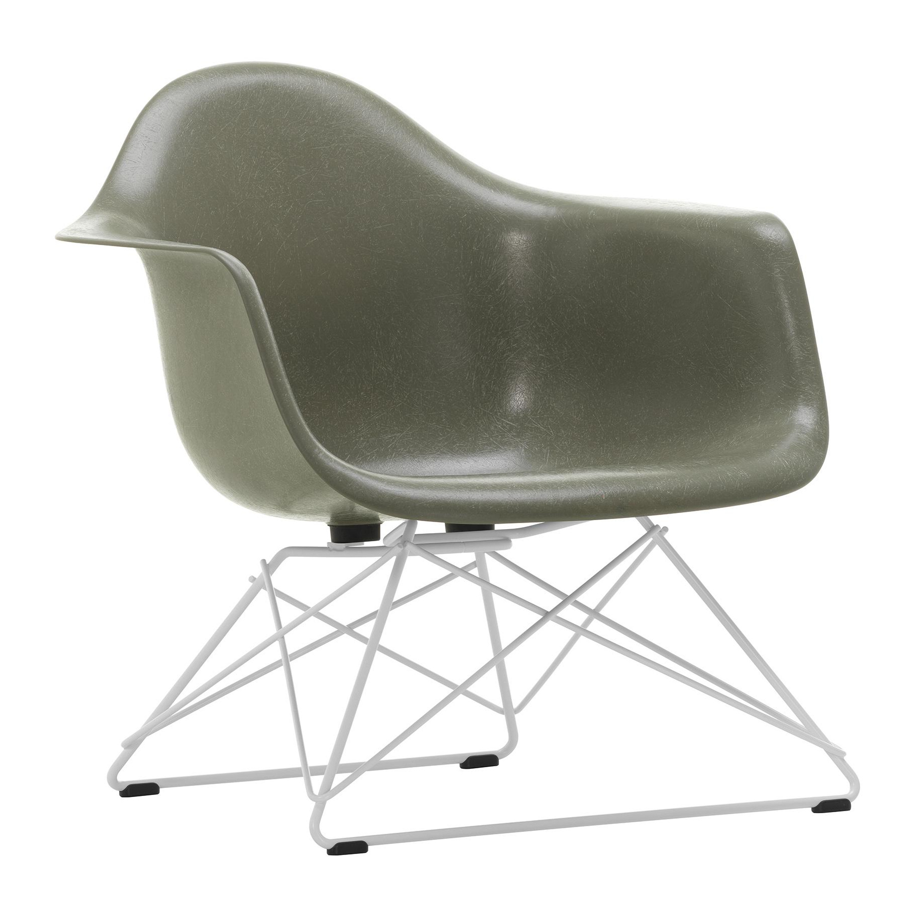 Vitra - Eames Fiberglass Armchair LAR Gestell weiß - umbra/Sitzschale Fiberglas/Gestell Stahl weiß pulverbeschichet/BxHxT 62,5x63x61cm von Vitra