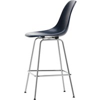 Vitra - Eames Fiberglass Barstuhl, medium, verchromt / navy blue (Filzgleiter) von Vitra