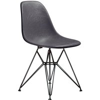 Vitra - Eames Fiberglass Side Chair DSR, basic dark / Eames elephant hide grey (Filzgleiter basic dark) von Vitra