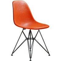 Vitra - Eames Fiberglass Side Chair DSR, basic dark / Eames red orange (Filzgleiter basic dark) von Vitra