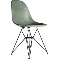 Vitra - Eames Fiberglass Side Chair DSR, basic dark / Eames sea foam green (Filzgleiter basic dark) von Vitra