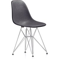 Vitra - Eames Fiberglass Side Chair DSR, verchromt / Eames elephant hide grey (Filzgleiter basic dark) von Vitra