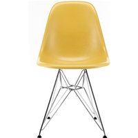 Vitra - Eames Fiberglass Side Chair DSR, verchromt / Eames ochre light (Filzgleiter basic dark) von Vitra