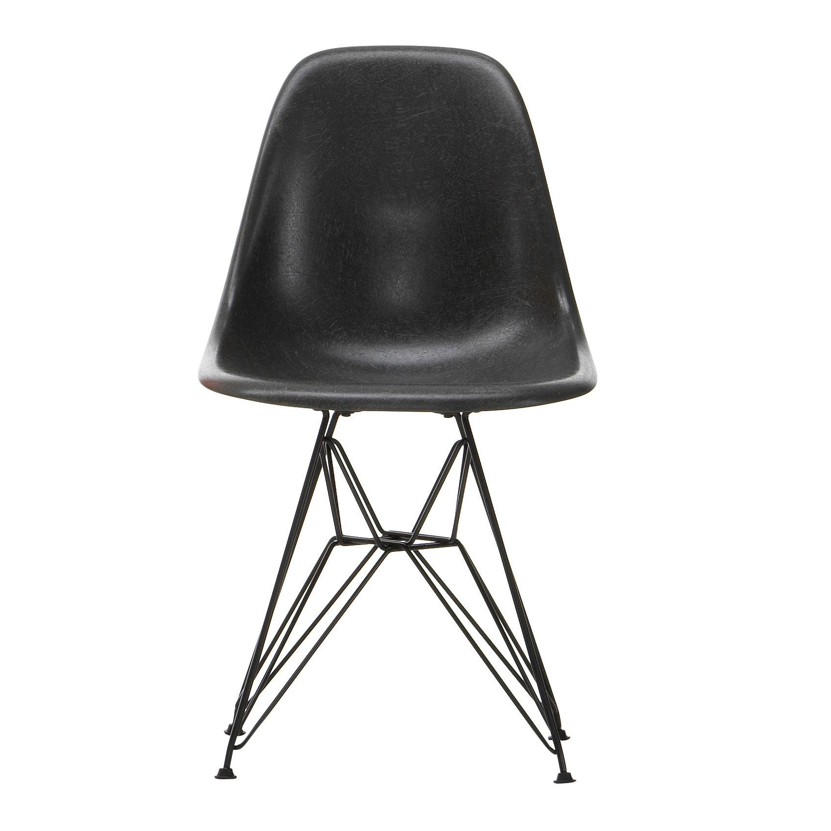 Vitra - Eames Fiberglass Side Chair DSR Gestell schwarz - Elefantengrau/Sitzschale Fiberglas/Eiffelturmgestell basic dark schwarz/BxHxT 46,5x83x55cm von Vitra