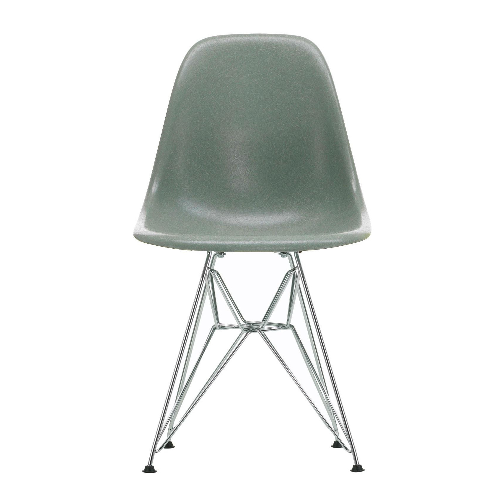 Vitra - Eames Fiberglass Side Chair DSR verchromt - meeresschaum grün/Sitzschale Fiberglas/Eiffelturmgestell verchromt/BxHxT 46,5x83x55cm von Vitra