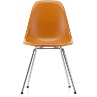 Vitra - Eames Fiberglass Side Chair DSX, verchromt / Eames ochre dark (Filzgleiter basic dark) von Vitra