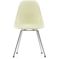 Vitra - Eames Fiberglass Side Chair DSX, verchromt / Eames parchment (Filzgleiter basic dark) von Vitra