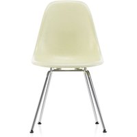Vitra - Eames Fiberglass Side Chair DSX, verchromt / Eames parchment (Filzgleiter basic dark) von Vitra
