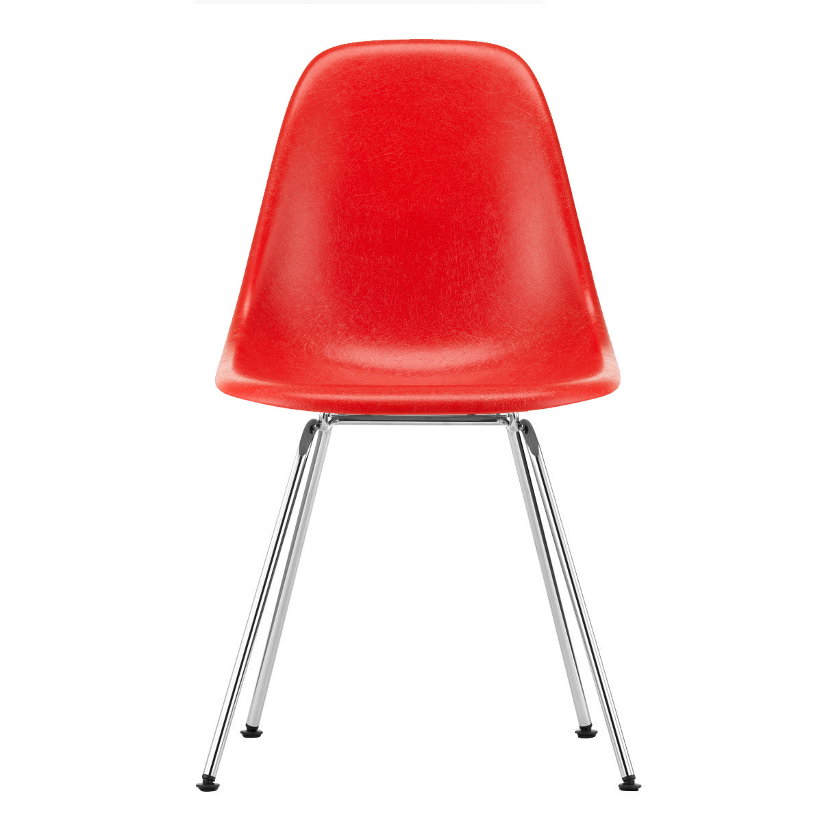 Vitra - Eames Fiberglass Side Chair DSX Gestell verchromt - klassisches rot/Sitzschale Fiberglas/Gestell verchromt/BxHxT 46,5x83x55cm von Vitra